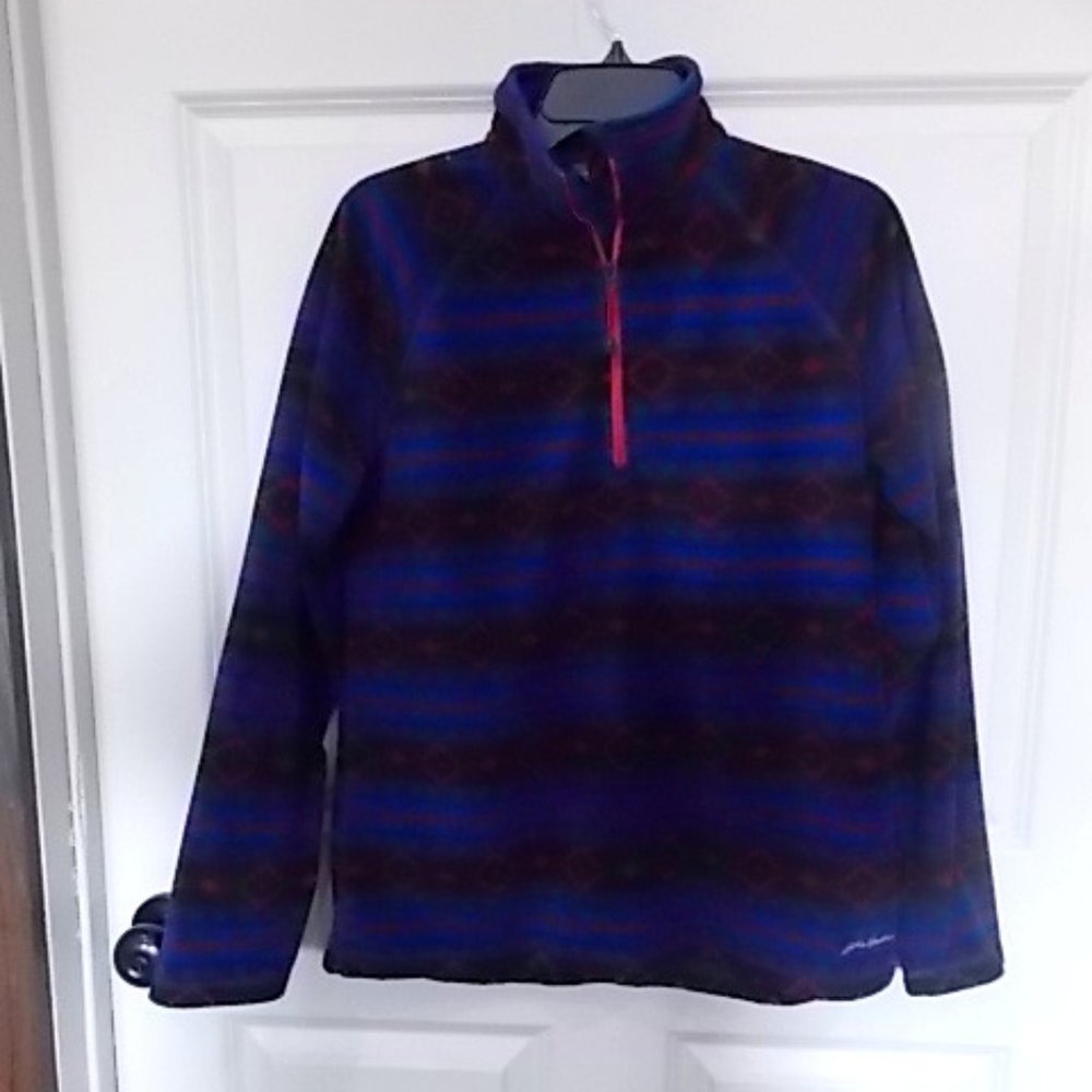 Eddie Bauer Fleece 1/4 zip Geometric Pattern Size Large